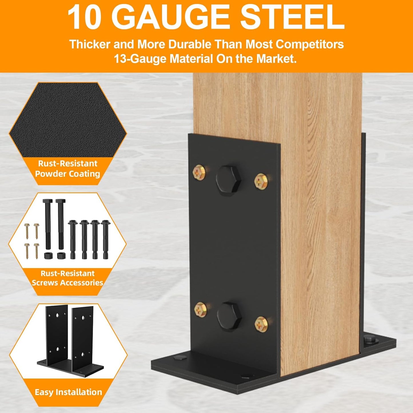 Base poste ajustable 6x6pulg acero soporte anclaje