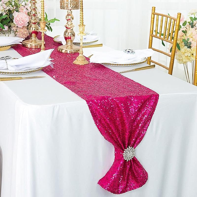Camino mesa lentejuelas rosa 12x72pulg decoración fiesta