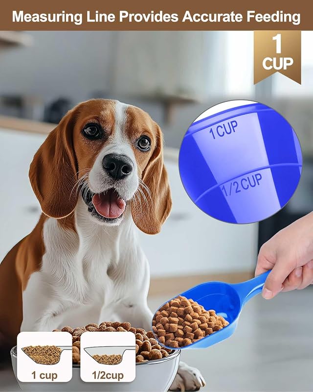 Cucharón para alimento de perro 1 taza con marcas azul