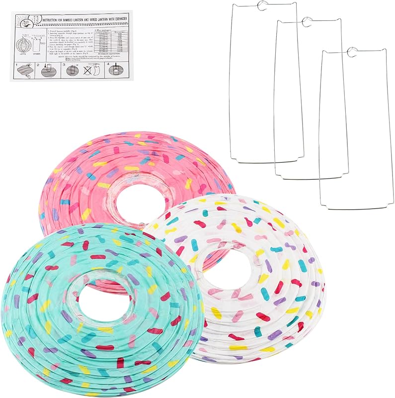 3 Linternas papel dona 12pulg decorativas para fiestas