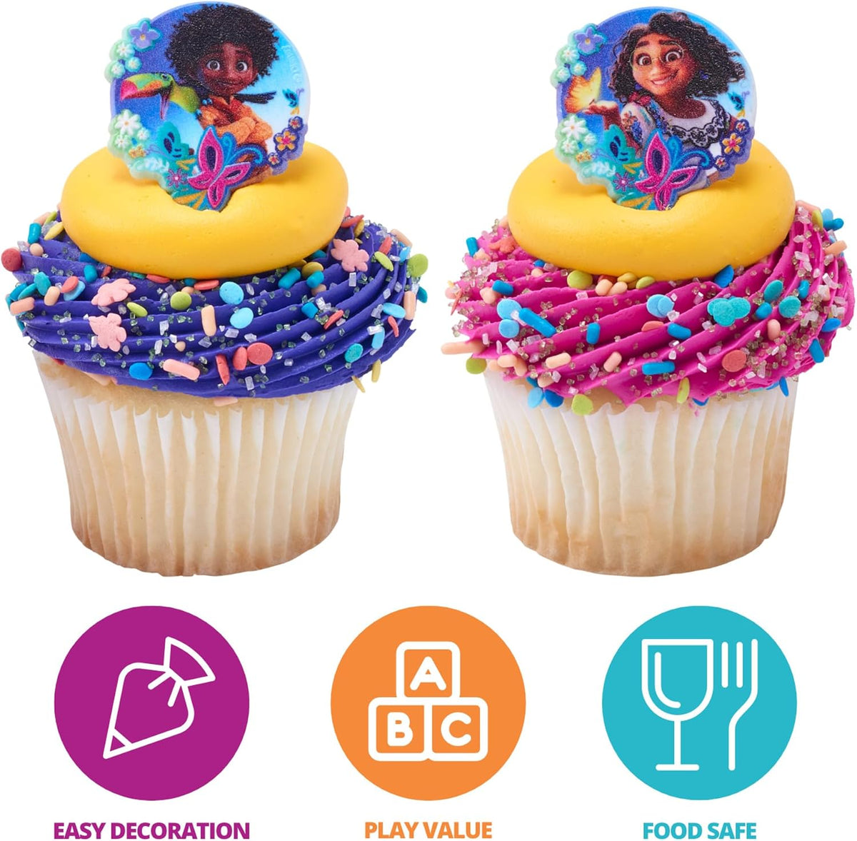 Anillos encanto cupcakes 3D multicolor seguros 24 pzas