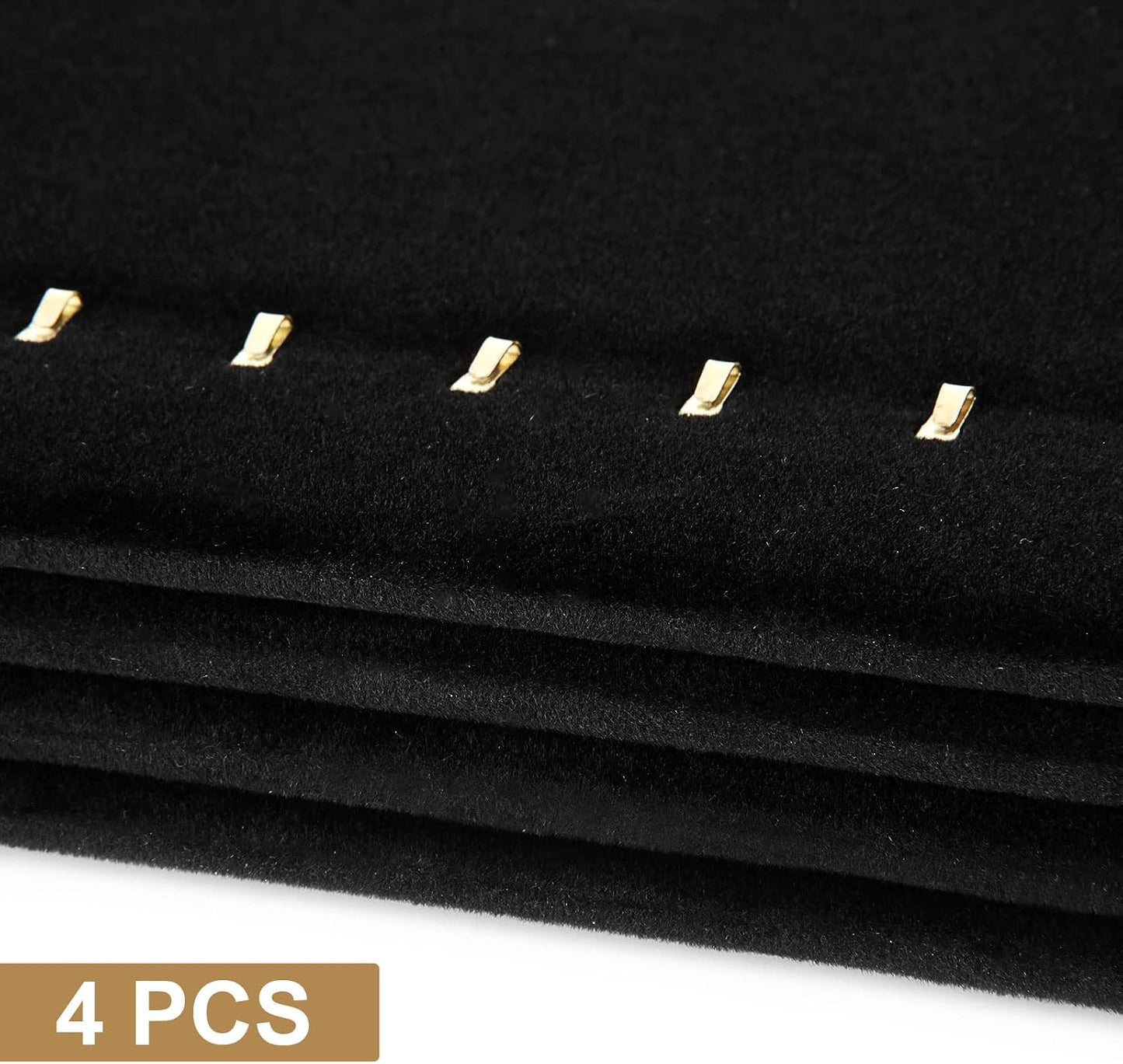4 Soportes terciopelo negro para collares con 17 ganchos
