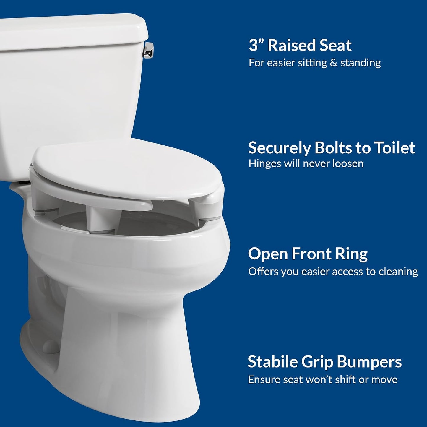 Asiento elevado inodoro alargado bisagras duraderas