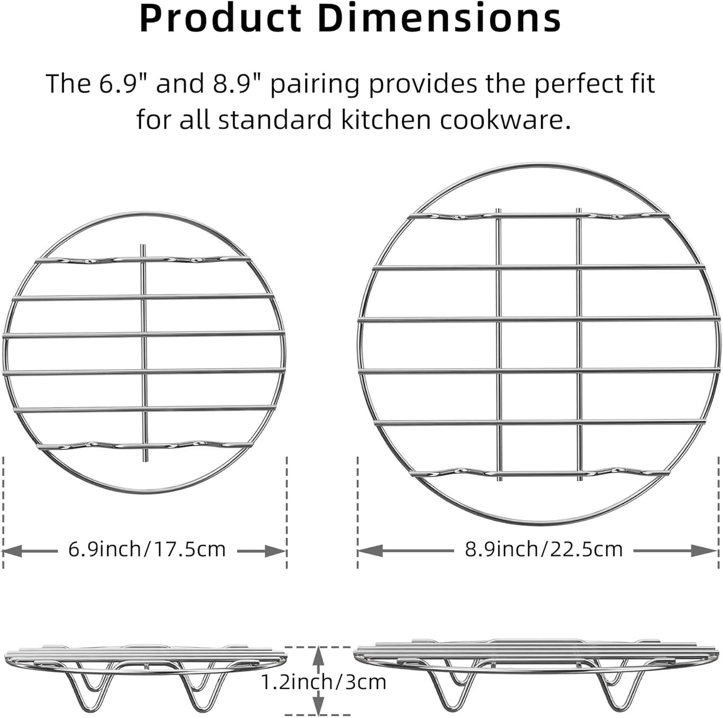 2 Pzas Rejilla Vaporizador Acero Inox para Cocina 6.9" y 8.9"