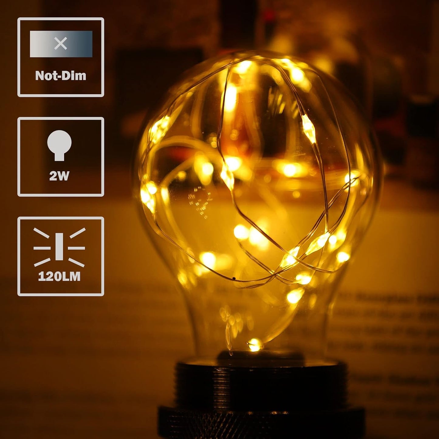 Bombilla LED hadas 2W equivalente 15W base E26 pack 4