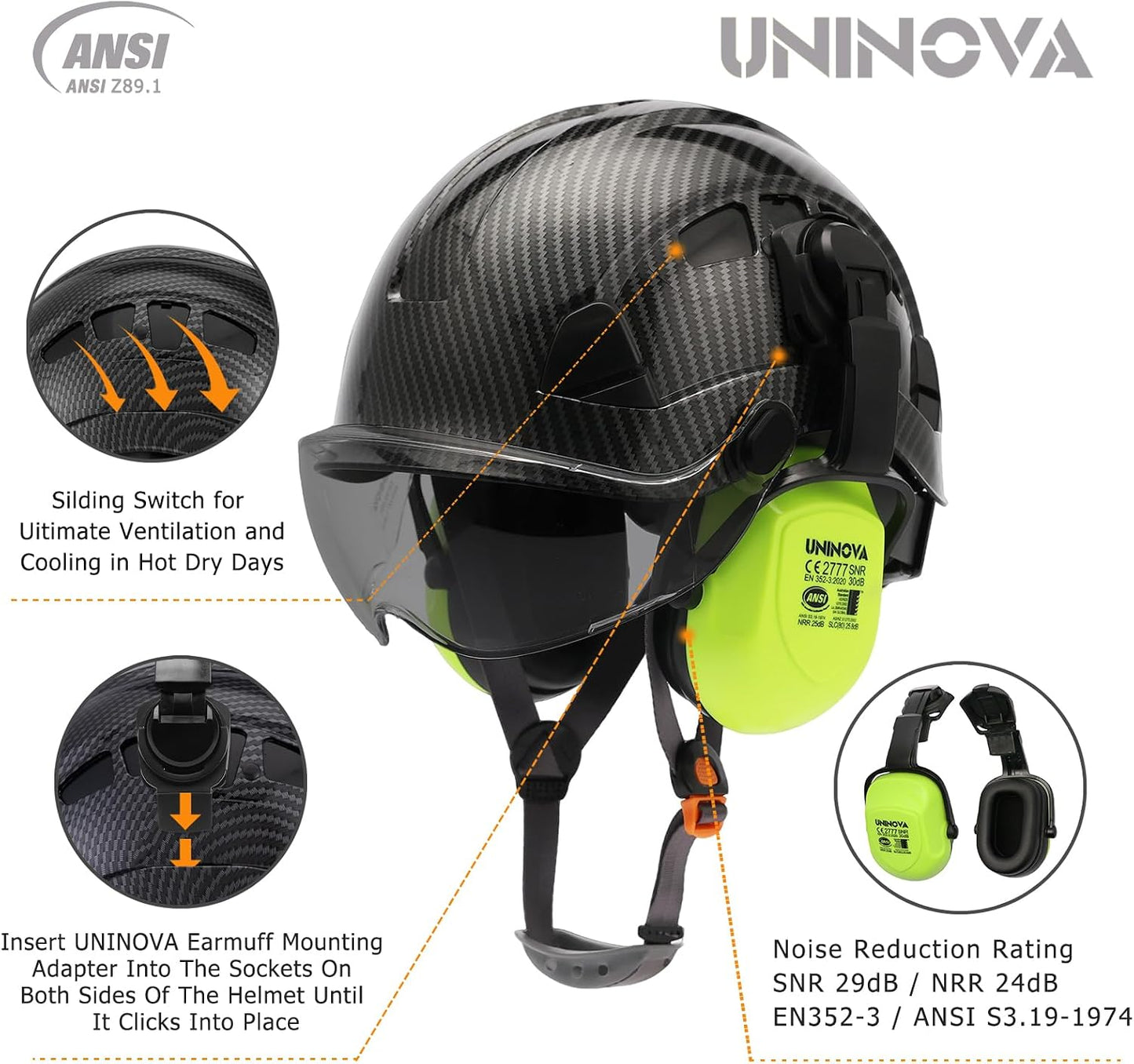 Casco arborista con protector facial y orejeras