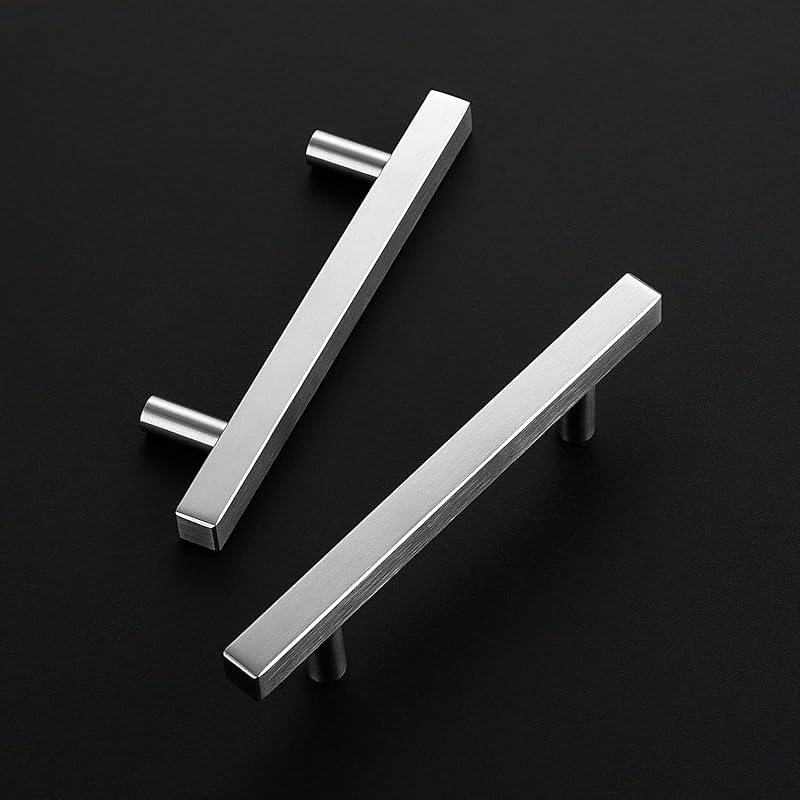 20 Manijas Níquel Cepillado 3.5" Tiradores Cuadrados 6"