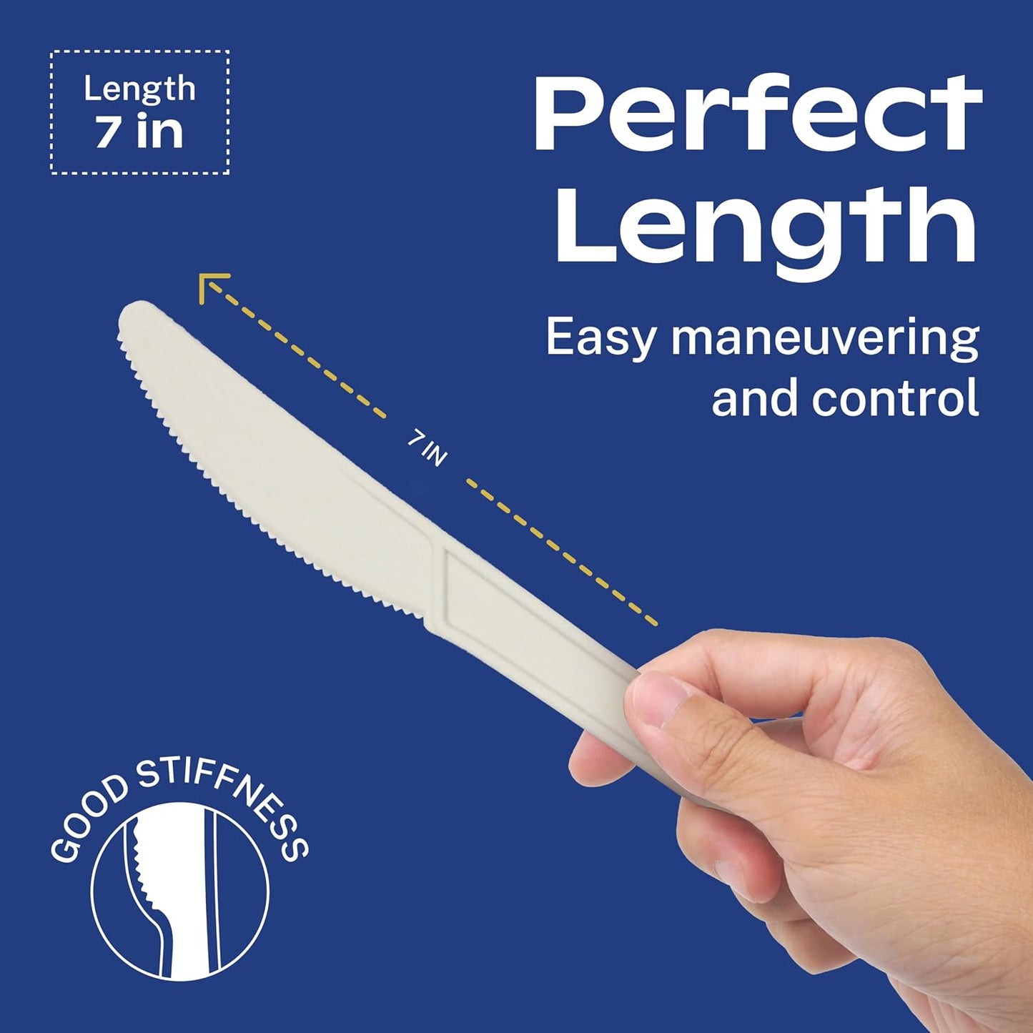Cuchillos compostables 100% sin plástico 7pulg color marfil