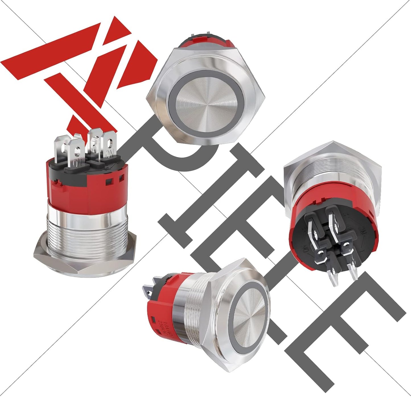 Interruptor botón 10A 12v acero inox redondo 7/8pulg