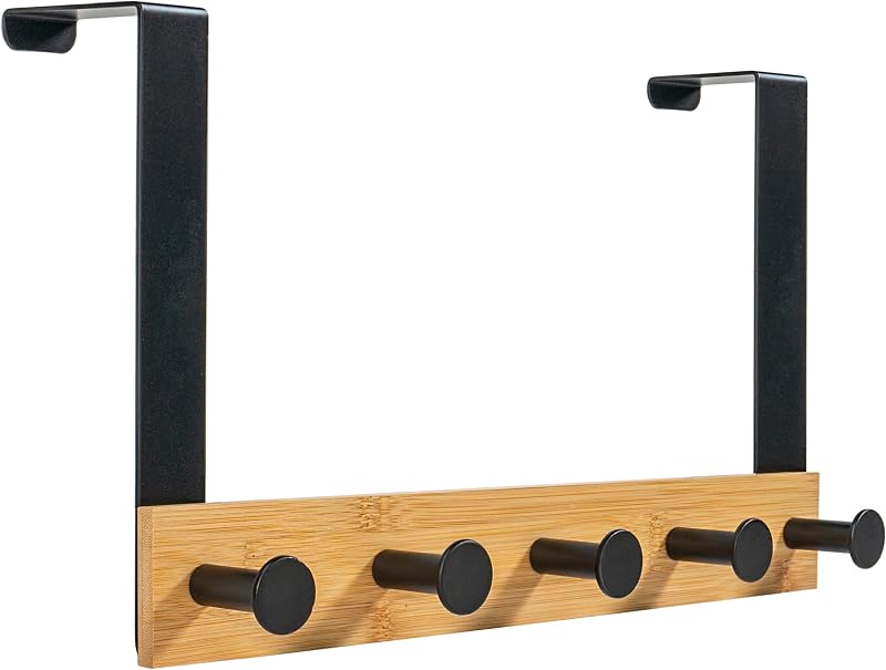Perchero puerta 5 ganchos para toallas ropa baño dormitorio