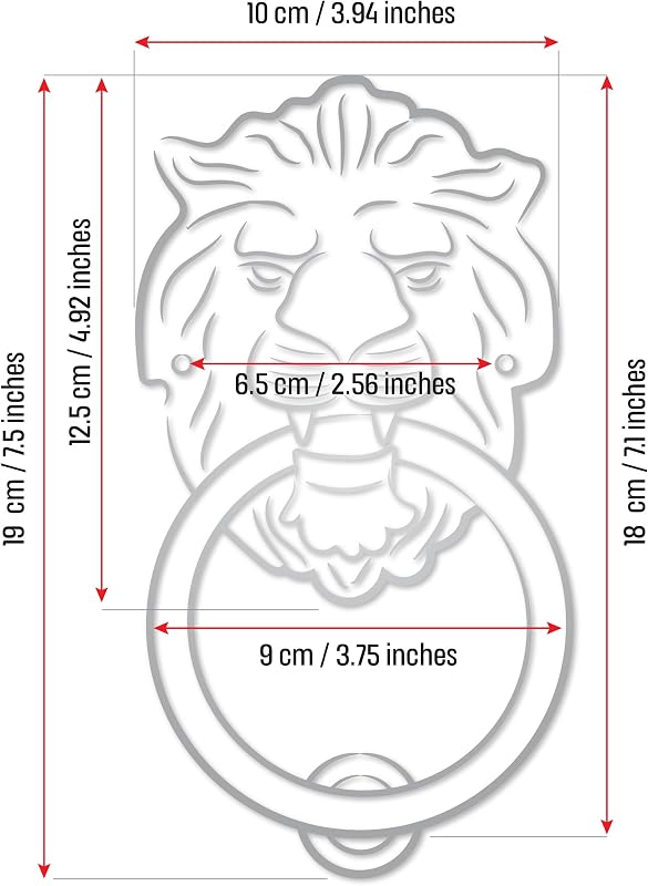 Lionero puerta cabeza 7.1" latón macizo antiguo