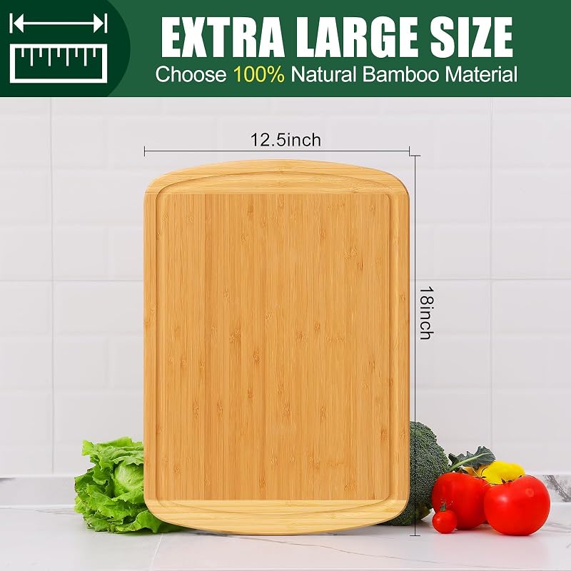 Tabla cortar bambú XL 18x12.5 con ranura para jugo