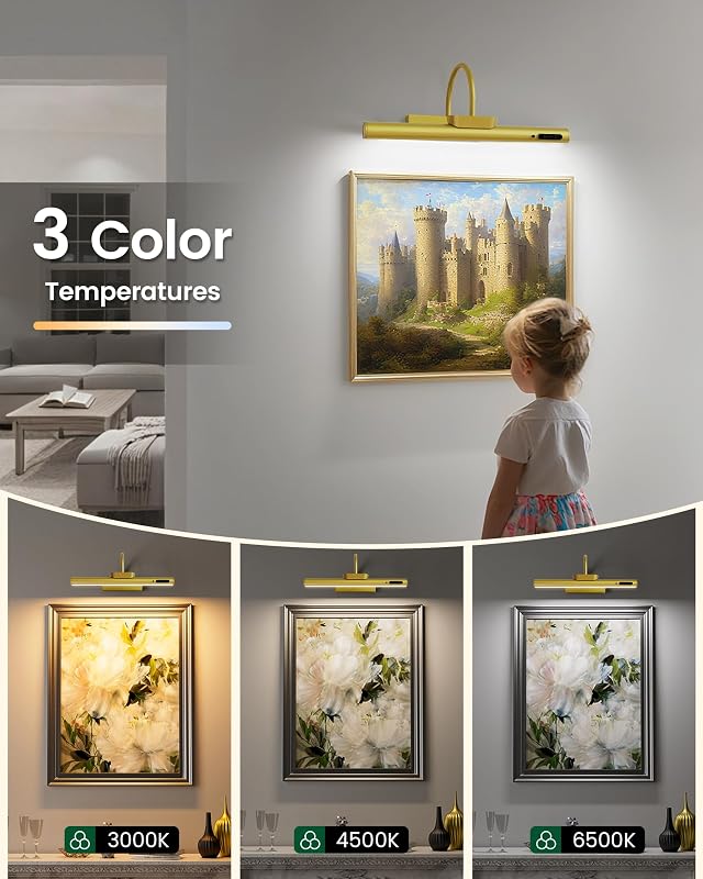 Luz para cuadros a batería 19.7" 3 colores brillo regulable