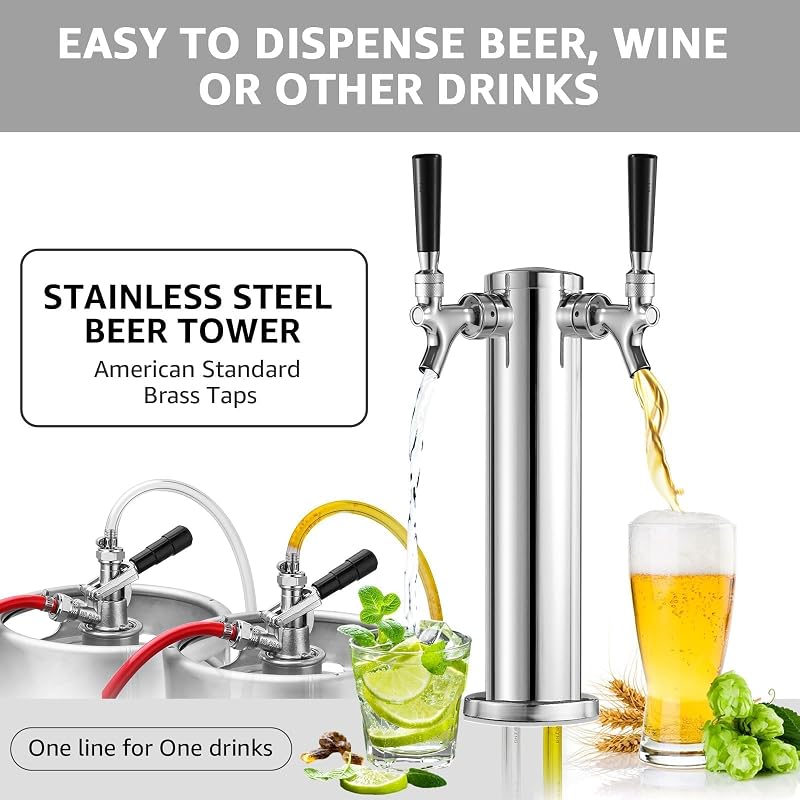 Torre Kegerator doble grifo 3" acero inox