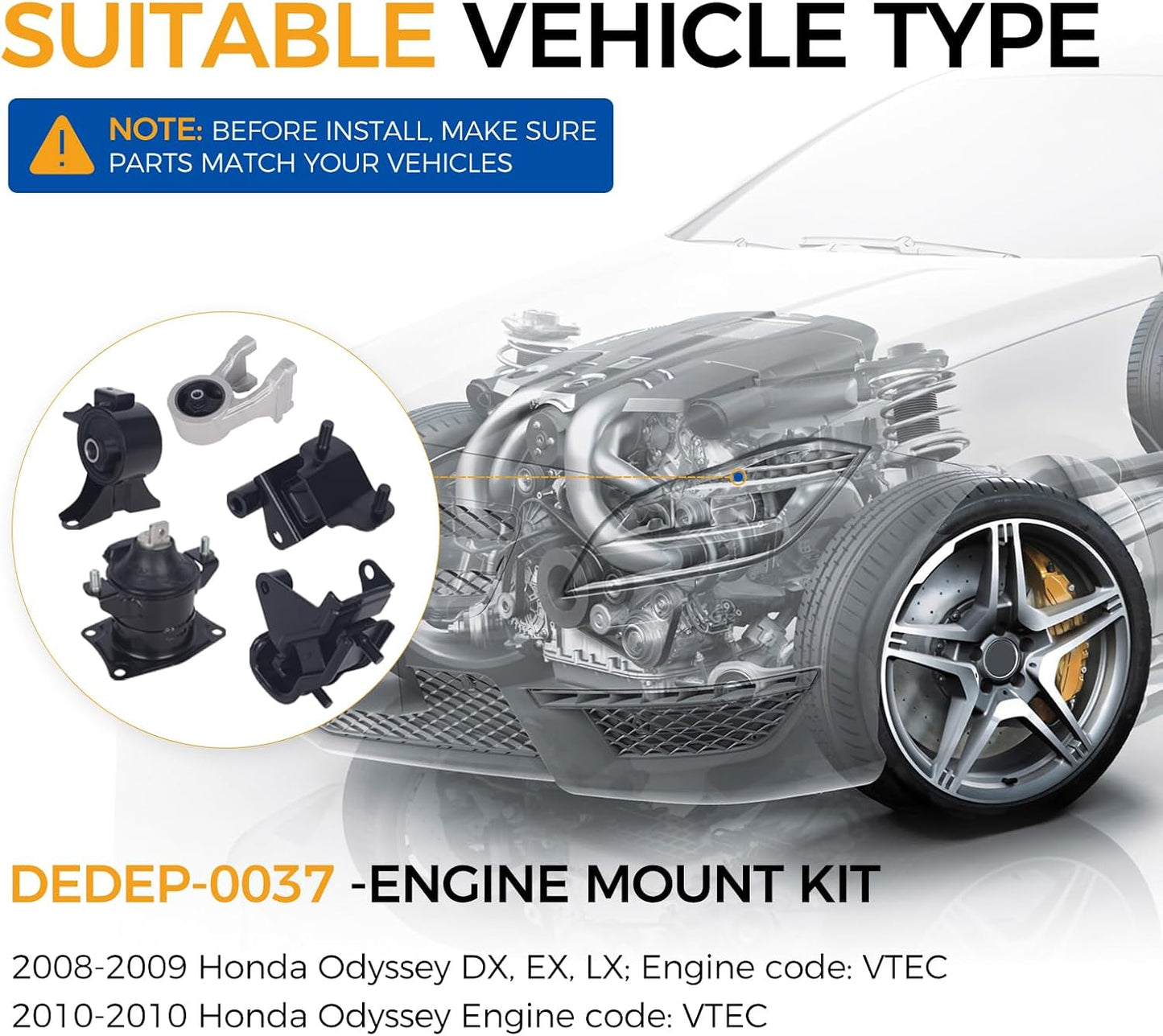 5 Pzas Soporte Motor Comp Honda Odyssey 08-10