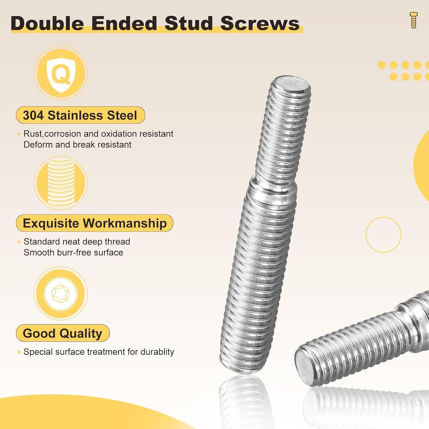 Tornillo doble extremo M12x1.5 M10x1.5 acero inox 4uds