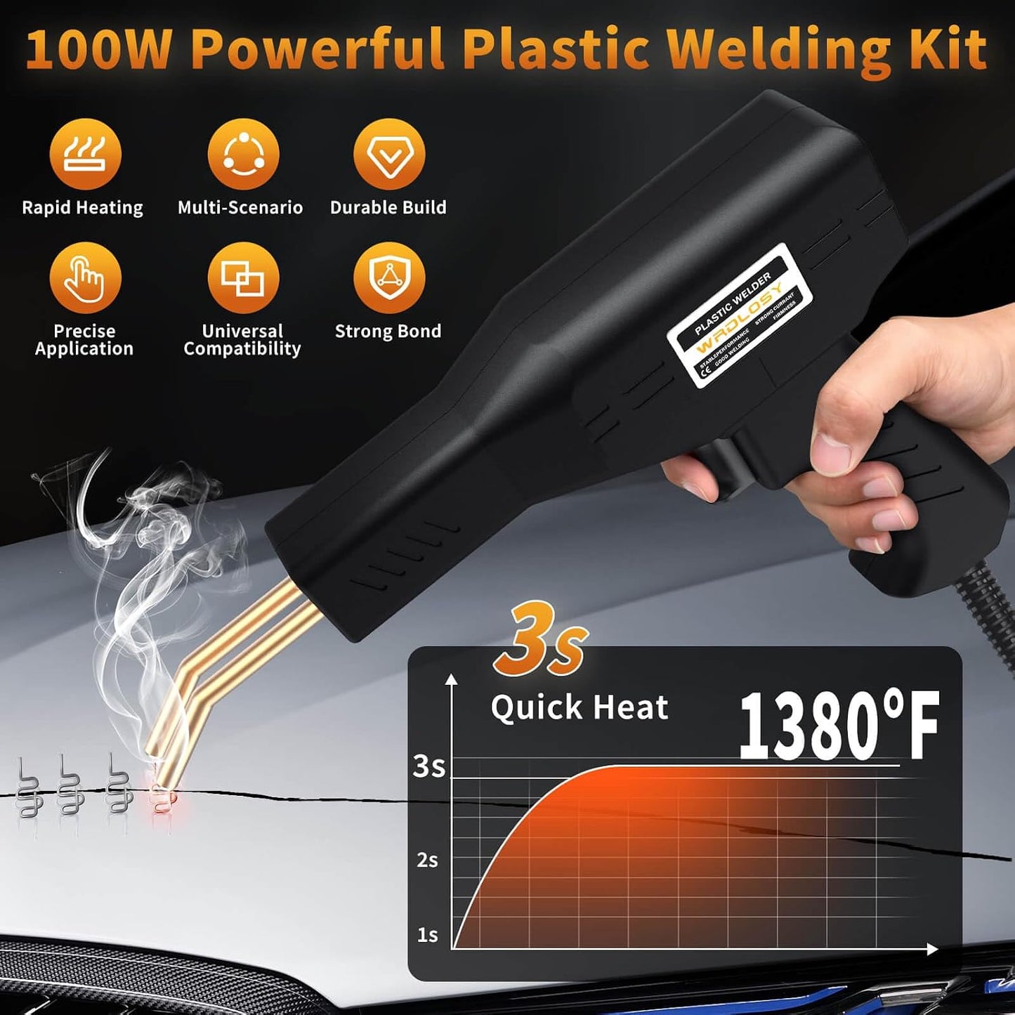 Soldador plástico 1200 grapas kit bricolaje