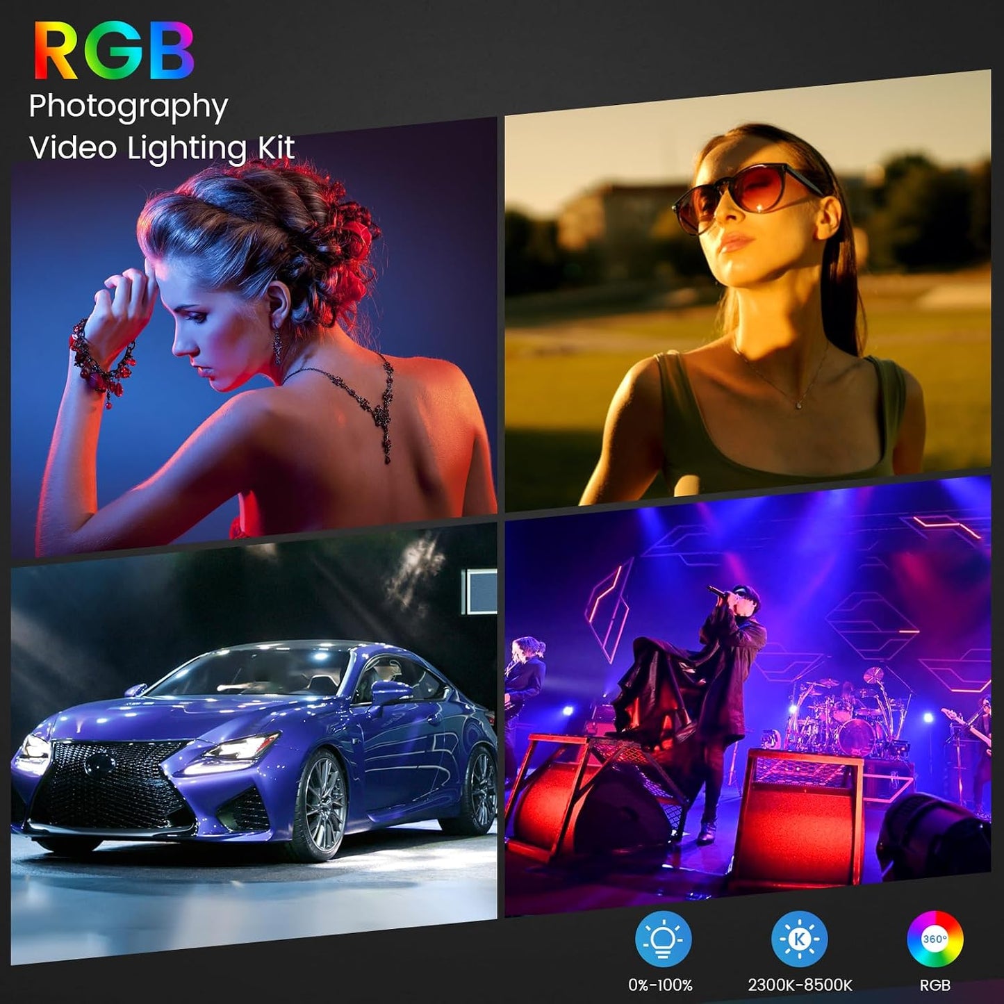 Kit Luces RGB LED 50W 2300k~8500k para Foto y Video