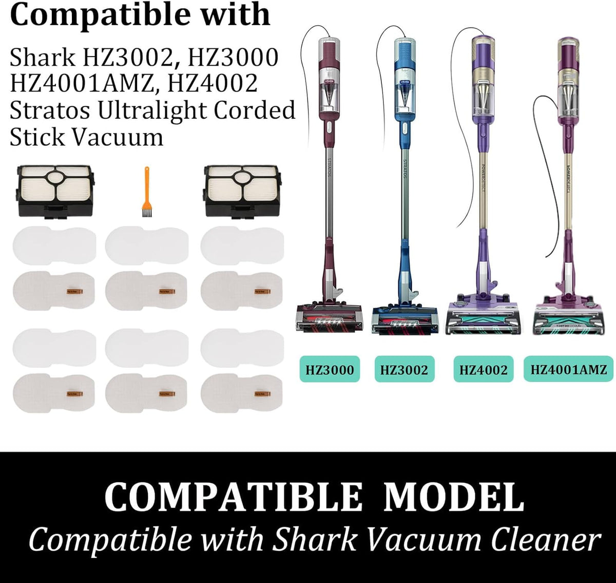 Filtros repuesto Shark HZ3000 Stratos con HEPA foam y fieltro
