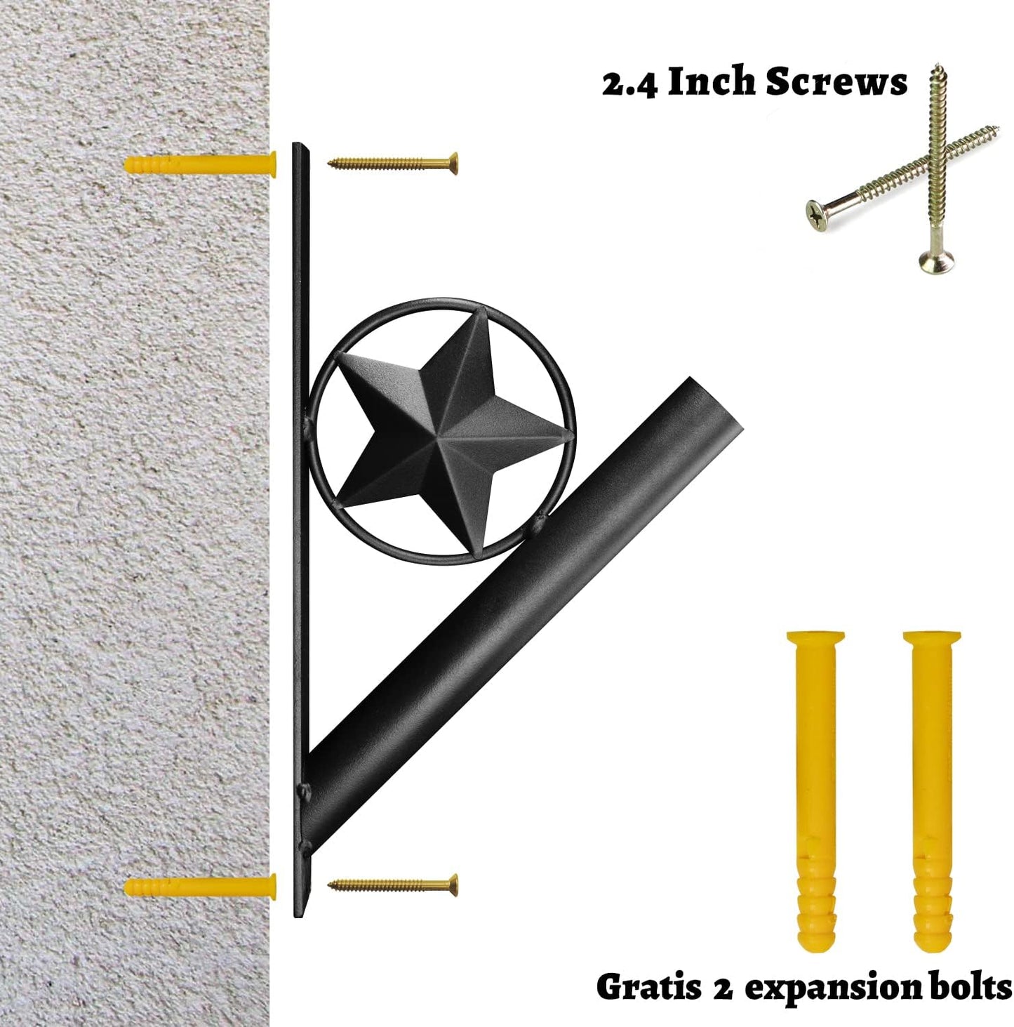 Soporte asta bandera hierro forjado negro mate