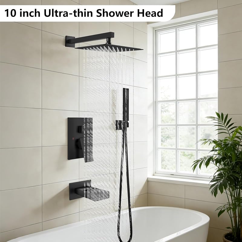 Set grifería ducha lluvia y cascada con rociador