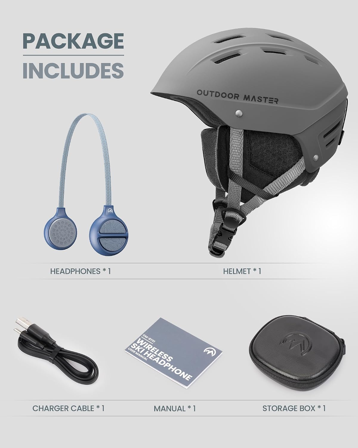 Casco esquí ajustable con Bluetooth auriculares caídos