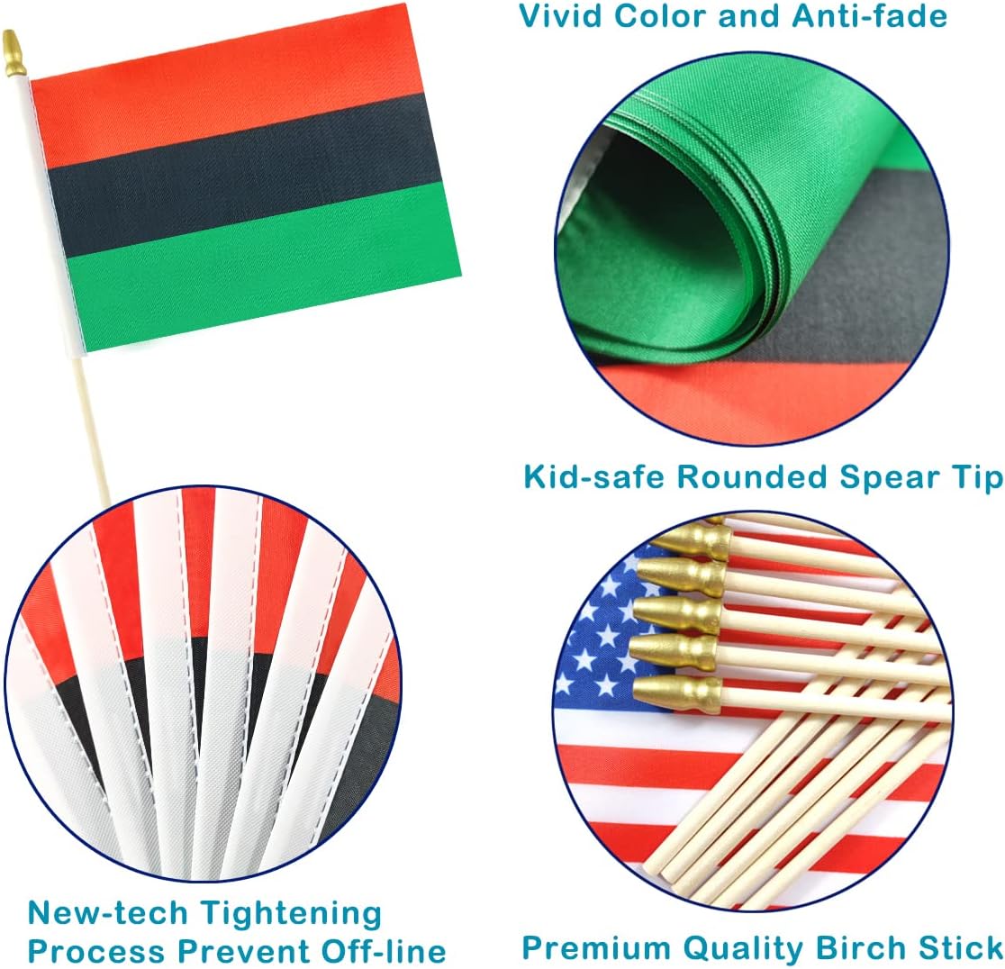 Banderas afroamericanas poste madera 12 pzas