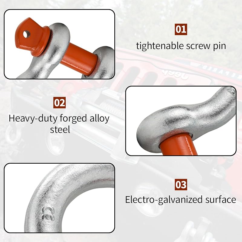 Grilletes D anillo 1/4" 0.5 toneladas resistente