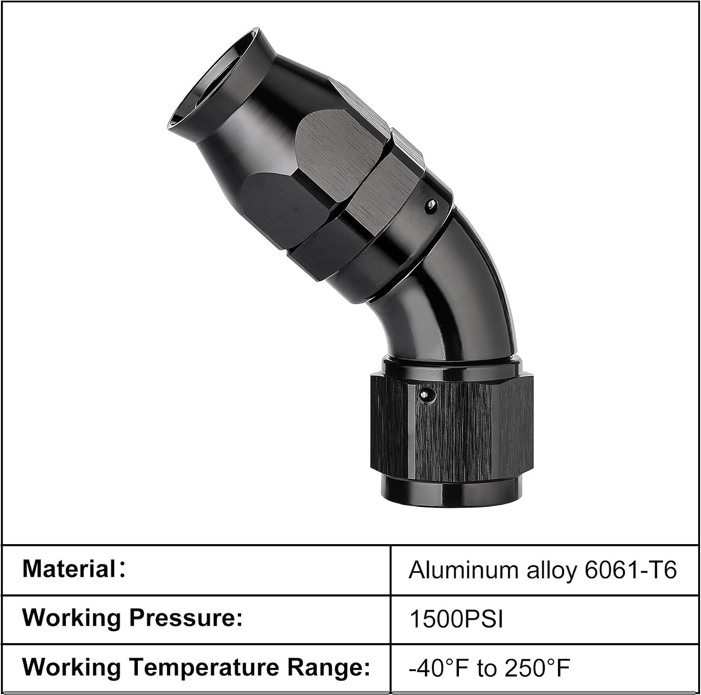 Adaptador manguera PTFE 60grados 12AN aluminio negro