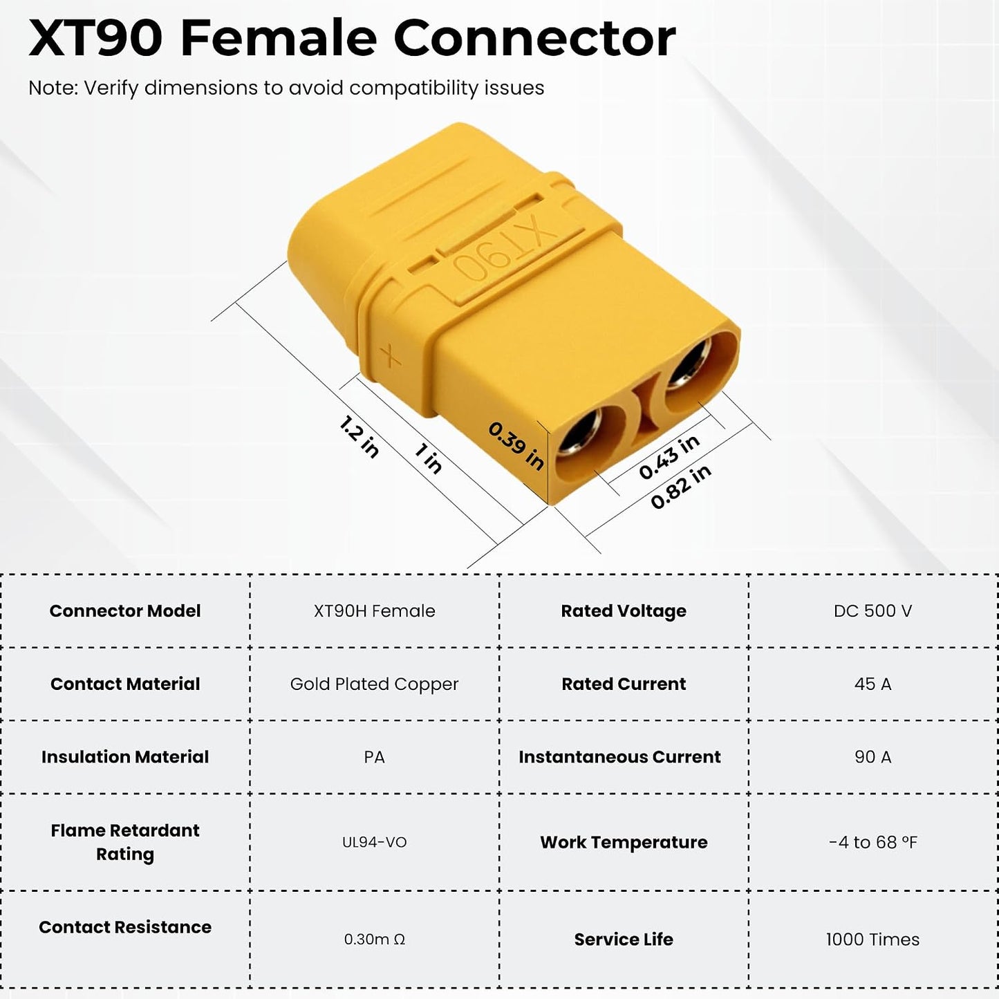 Cable xt90 3ft 10awg silicona para drones fpv baterías