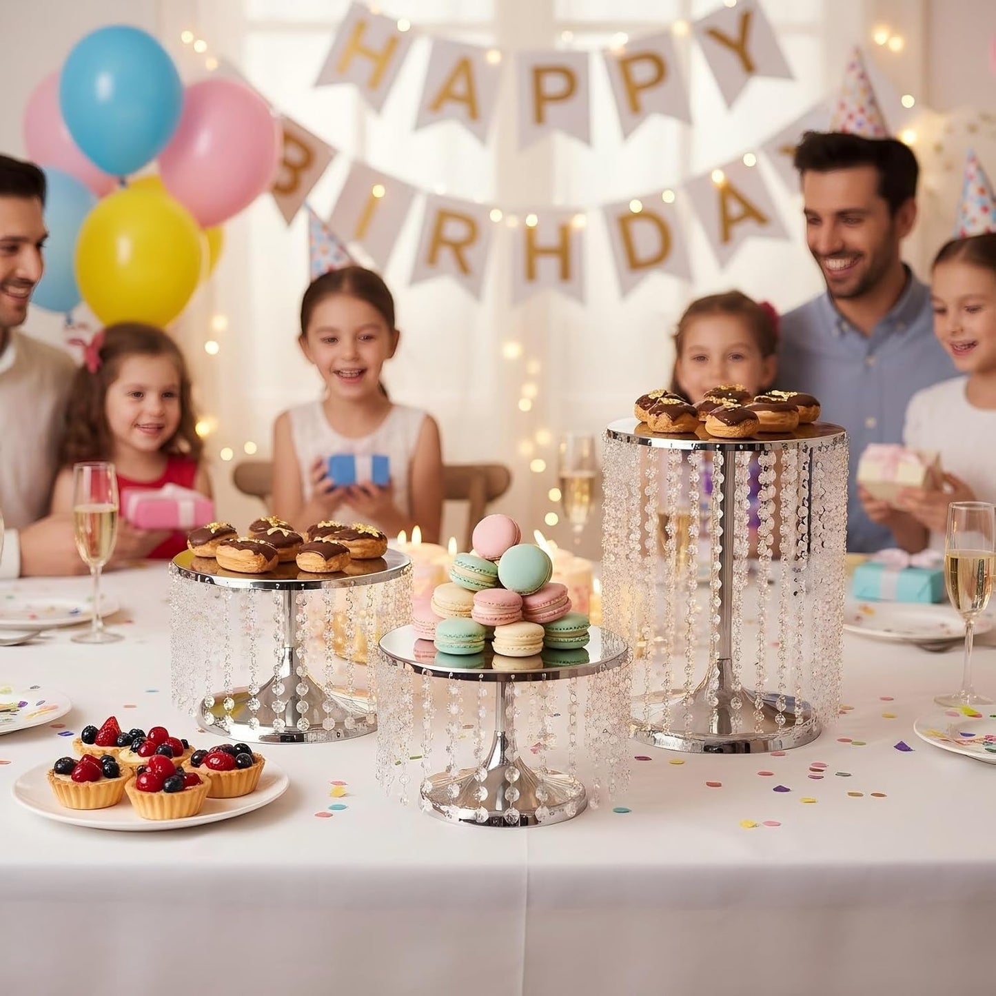Soporte metal plateado para cupcakes 12pulg mesa bodas