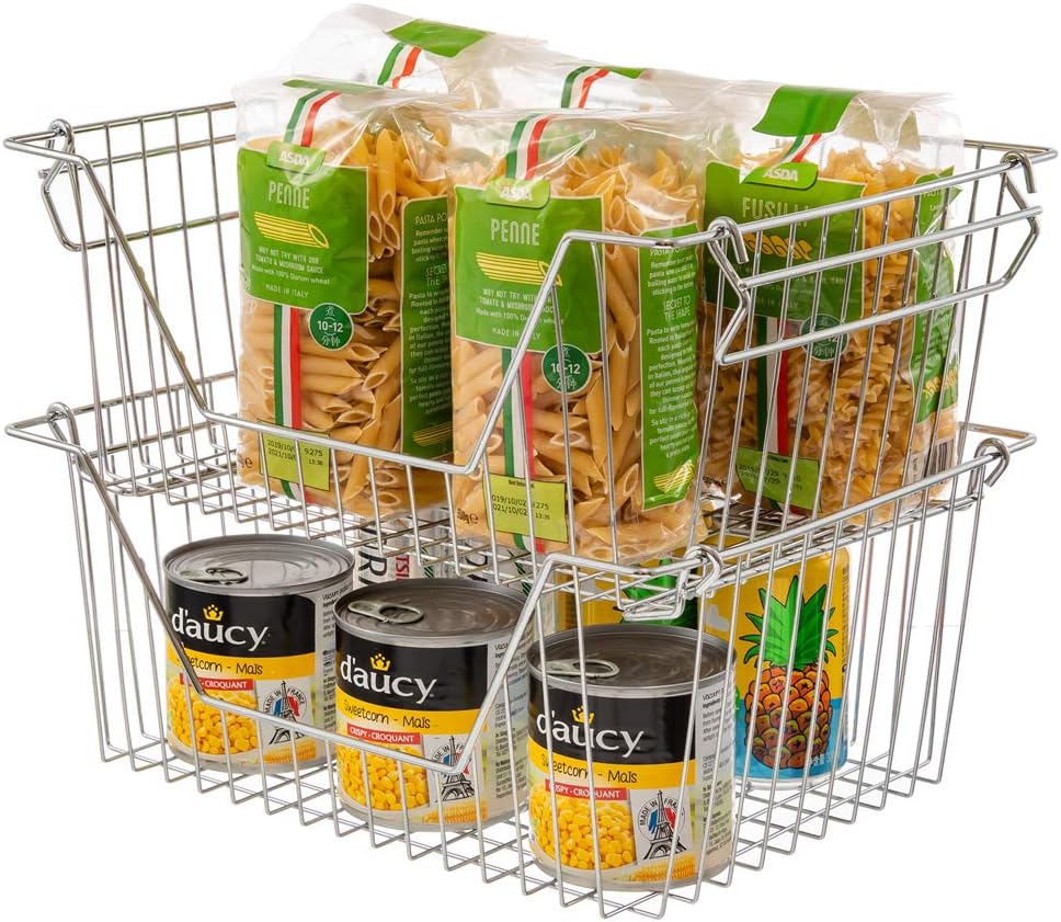 Cestas metal apilables para frutas verduras y congelador