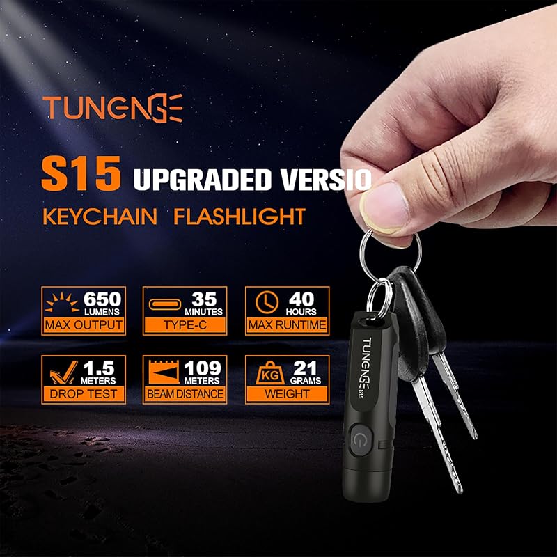 Linterna llavero USB C 650lúmenes recargable imán negro