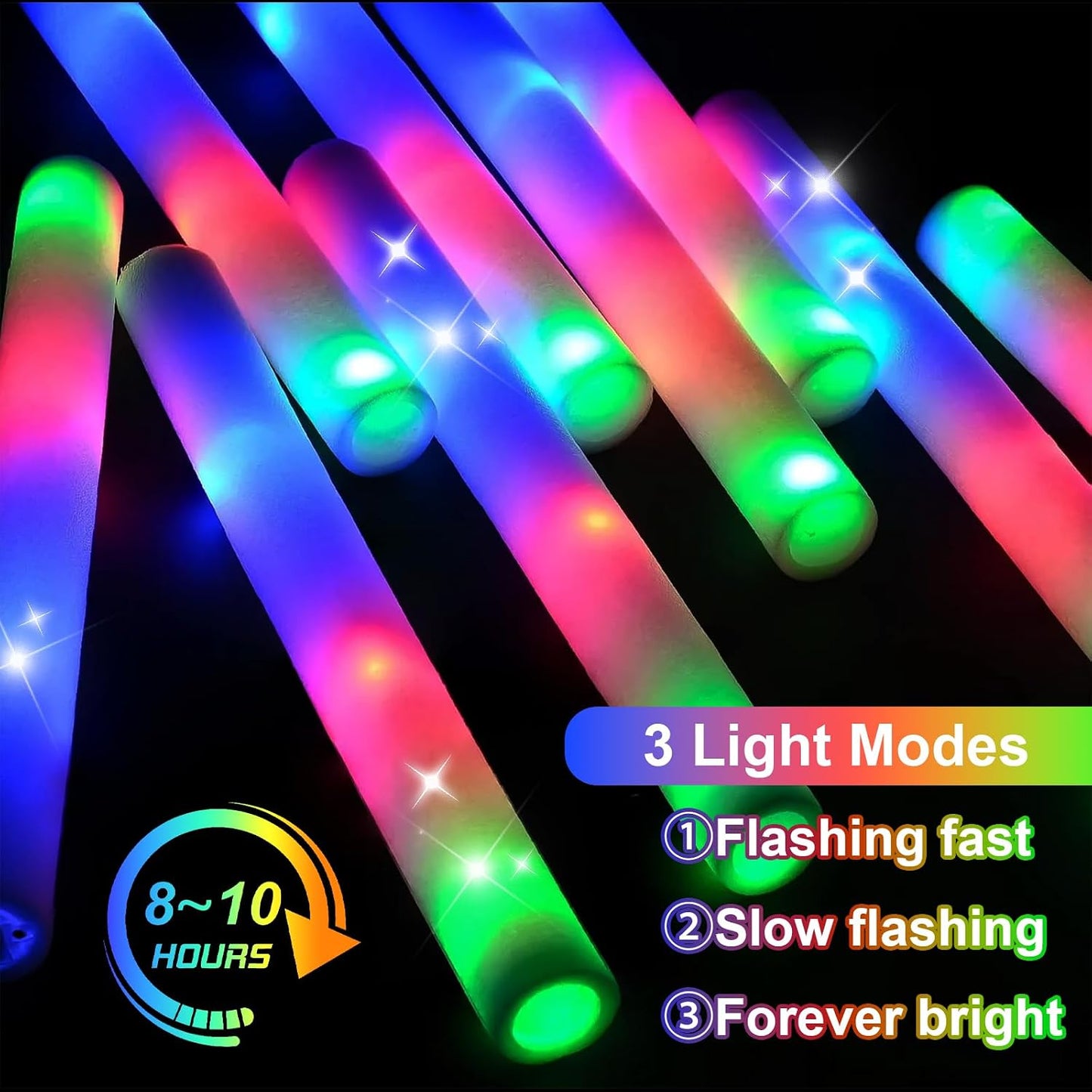 45 Pzas Palitos Espuma Led 3 Modos Parpadeo Eventos