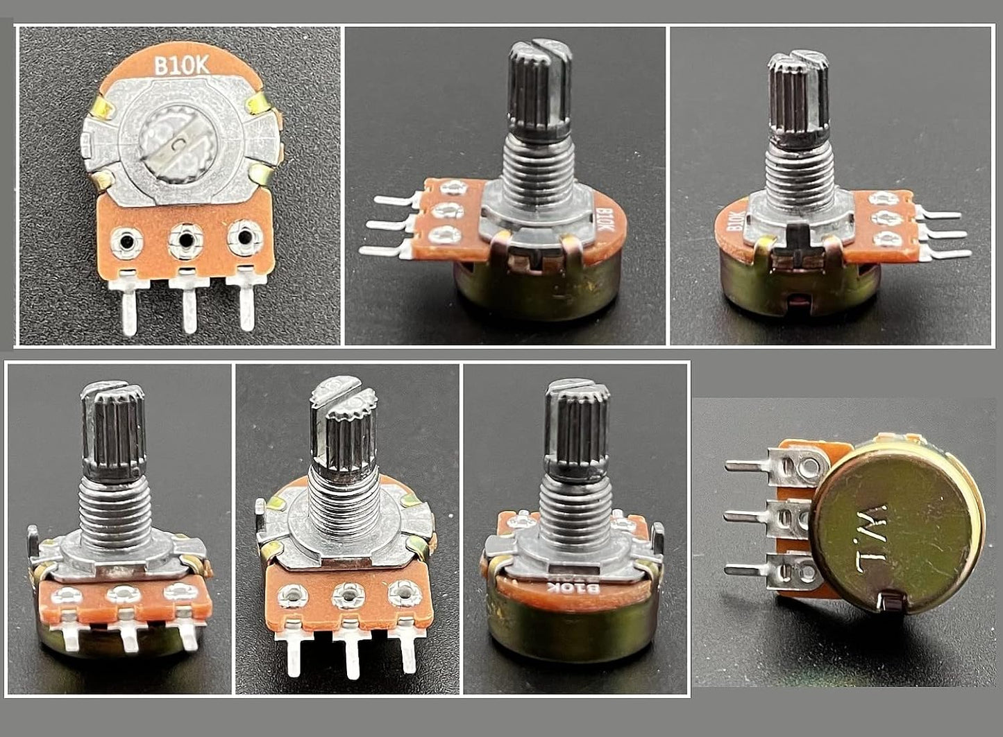 10 Potenciómetros B10K Ohm Eje 0.236pulg Giratorio Con Tapa