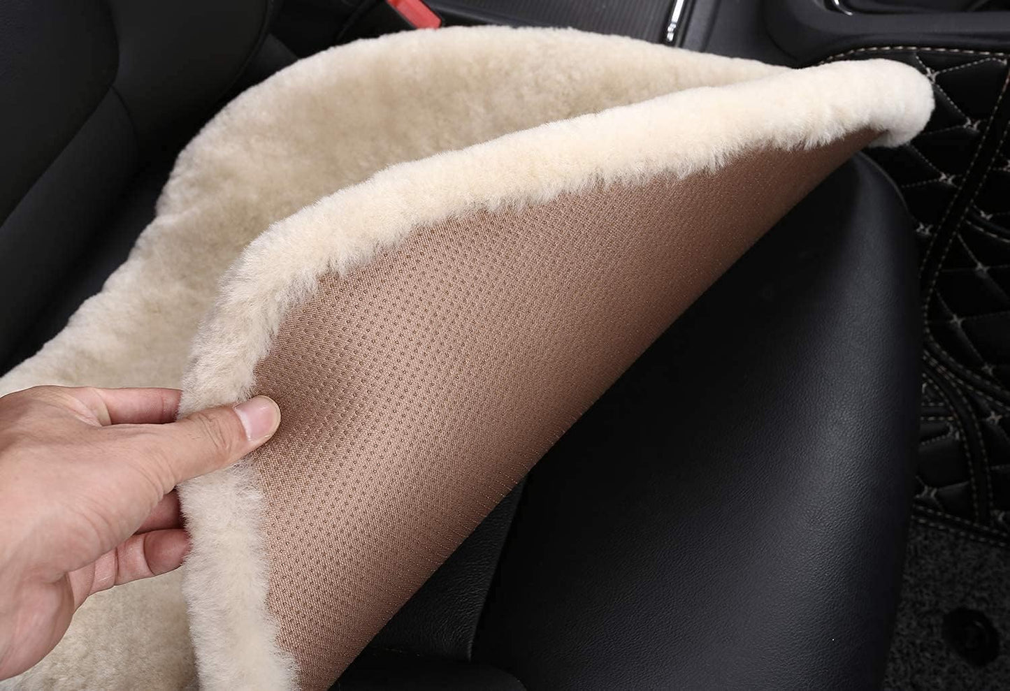 Funda asiento coche piel oveja peluda cojín verde