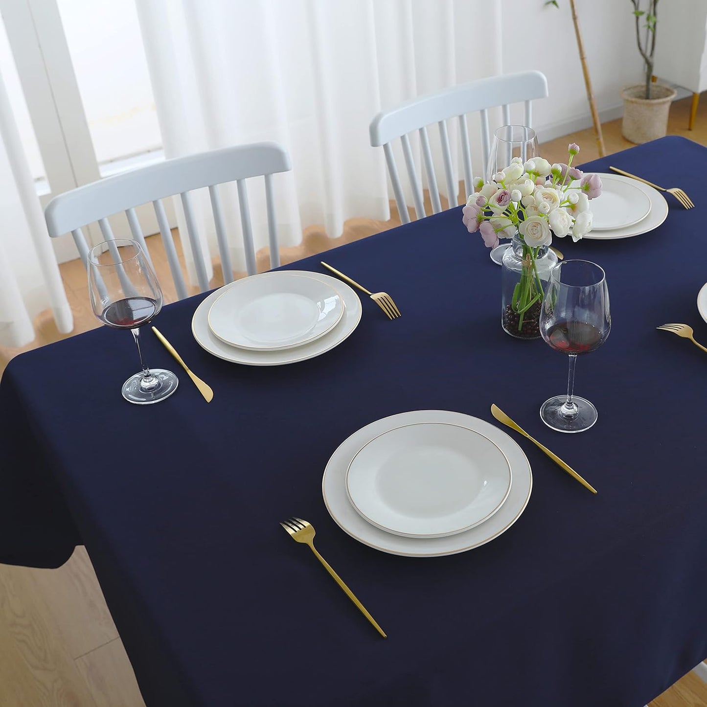 Mantel rectangular azul 54x78pulg impermeable poliéster fiestas