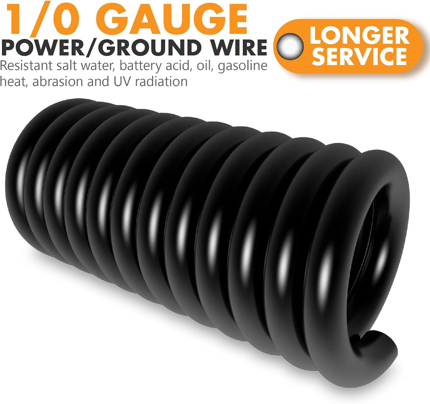 Cable CCA negro 1/0 20pies reemplazo coche Big 3 con terminales