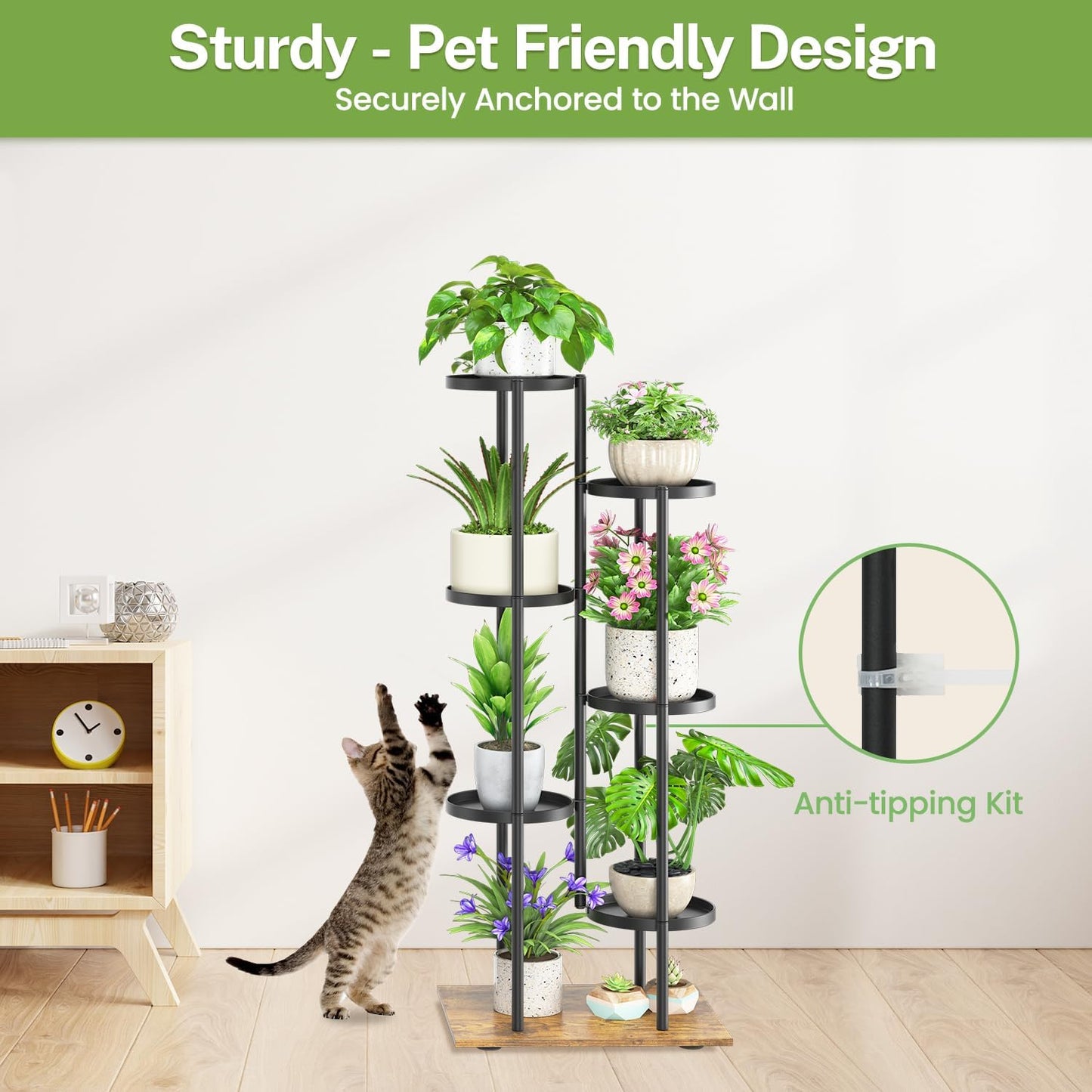 Soporte plantas 6 niveles metal 44pulg para patio