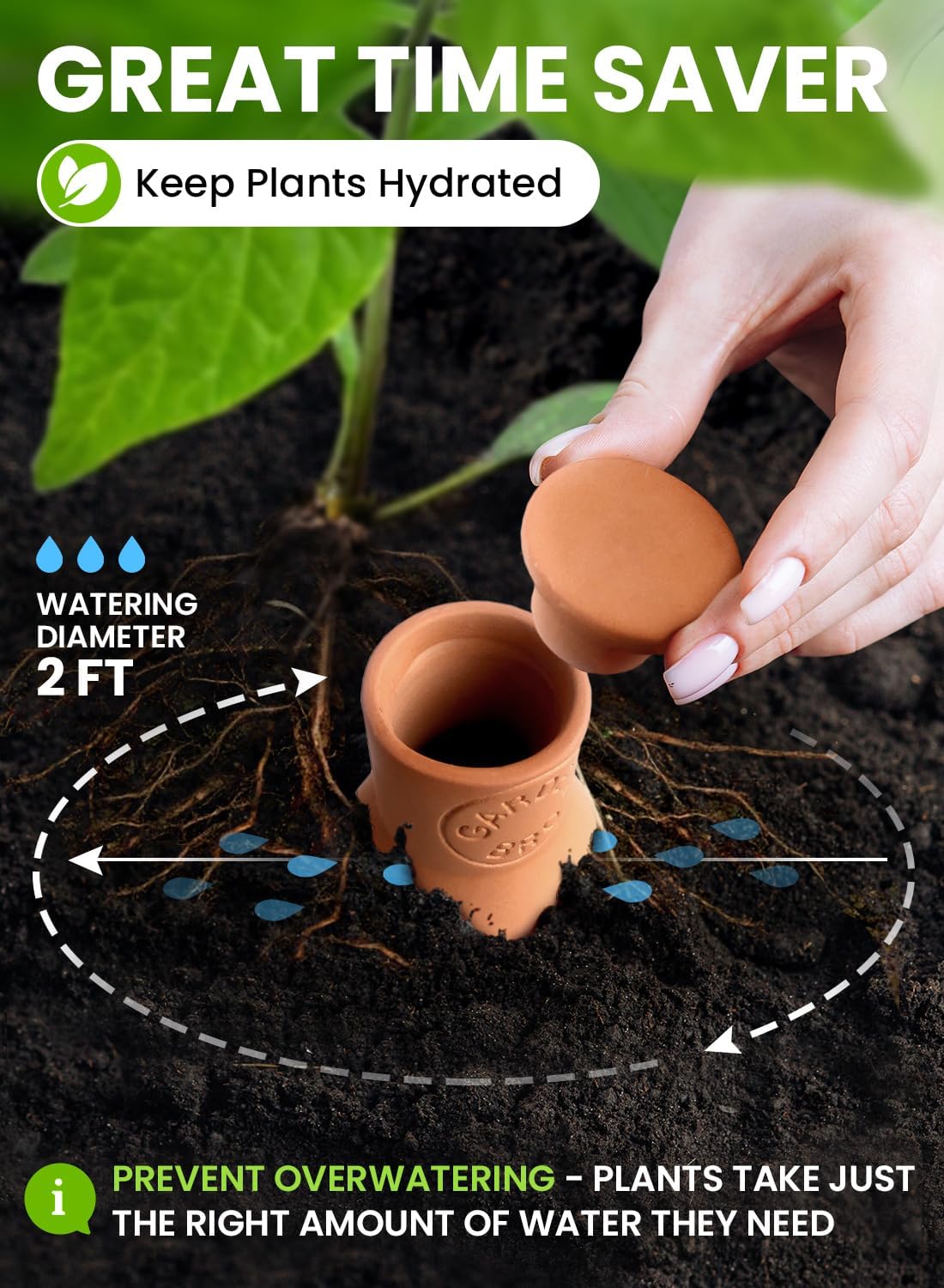 Olla autorriego terracota 14oz para plantas interior