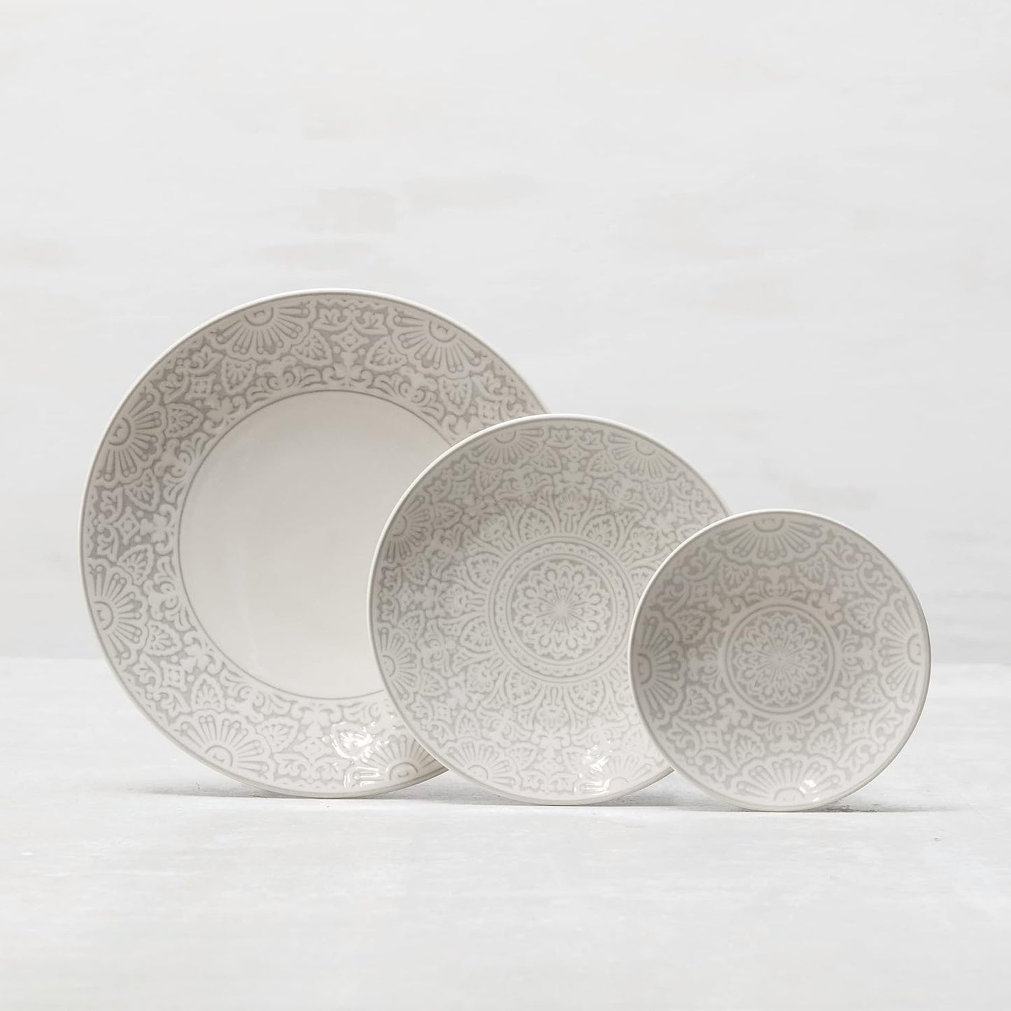 Plato ensalada vitrificado 8.5pulg 4 Pzas gris
