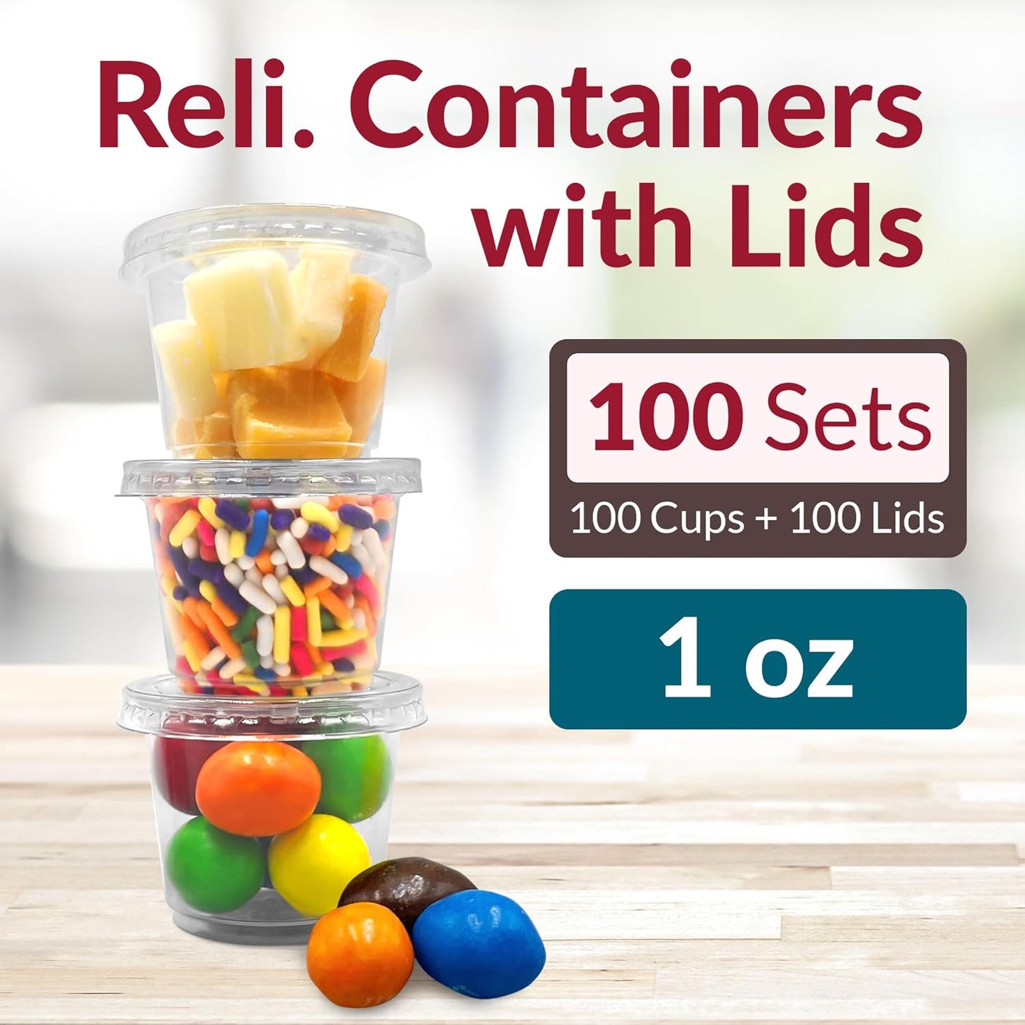 Recipientes condimentos 1oz con tapa 100 pzas sin BPA