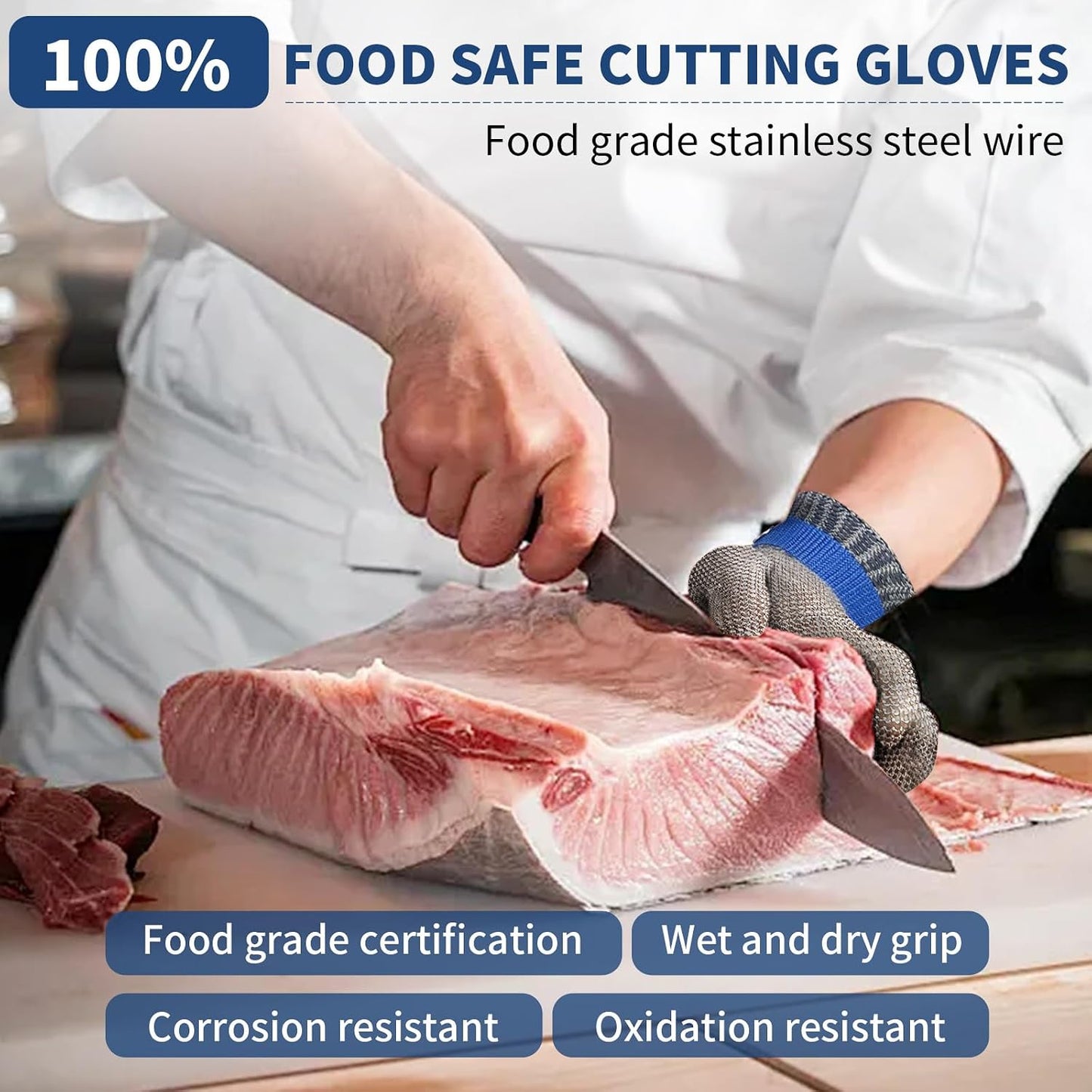 Guantes A9 acero inox malla para cortar carne pescado madera