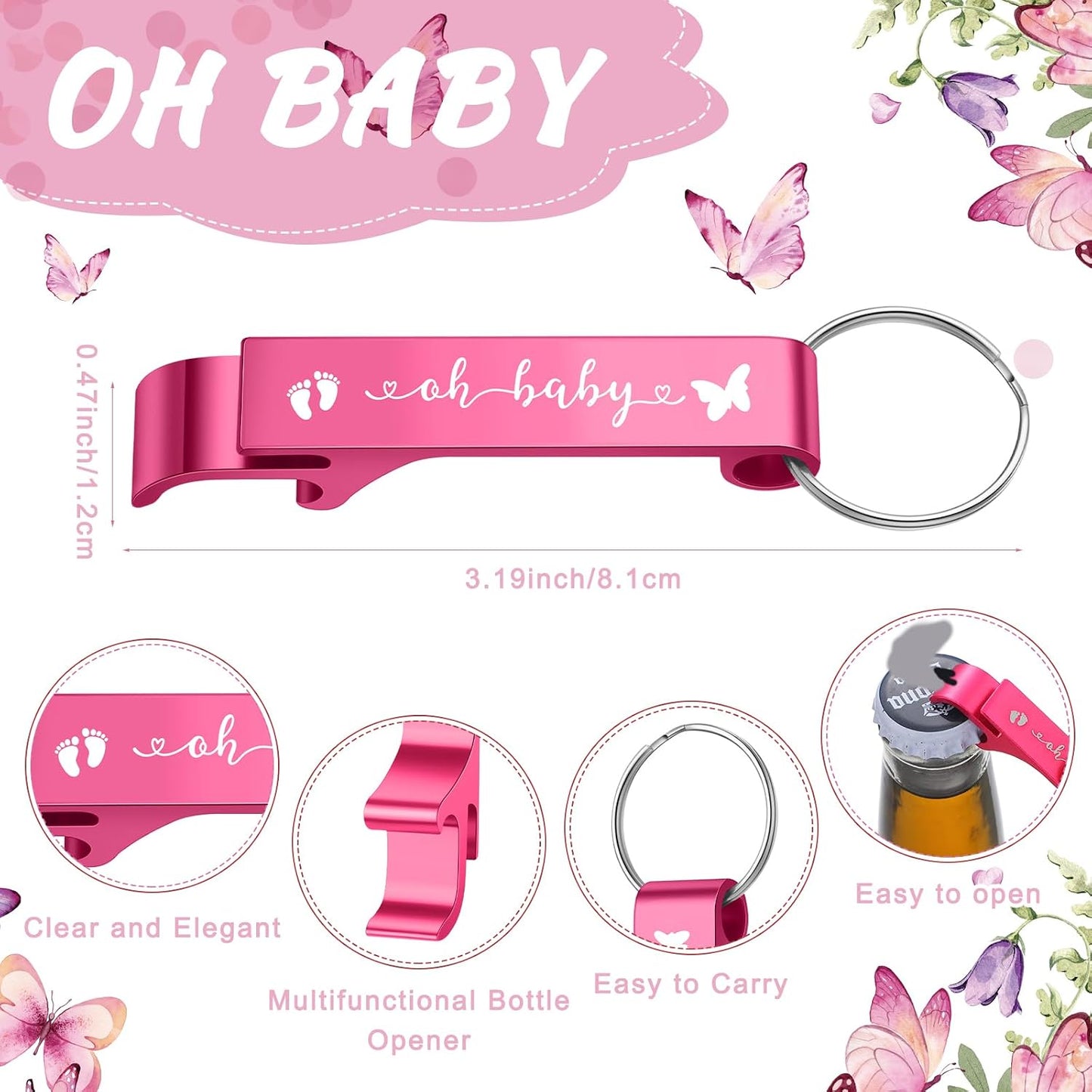 25 Vasos Chupito para Baby Shower con Llaveros y Etiquetas