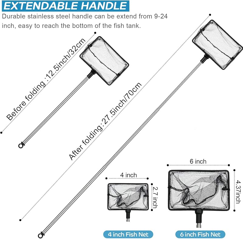 Redes acuario malla extensible acero inox 12.5-27.5pulg