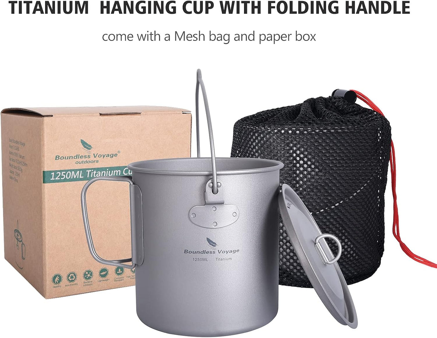 Botella titanio 25.4-98.1oz con tapa plegable camping spork