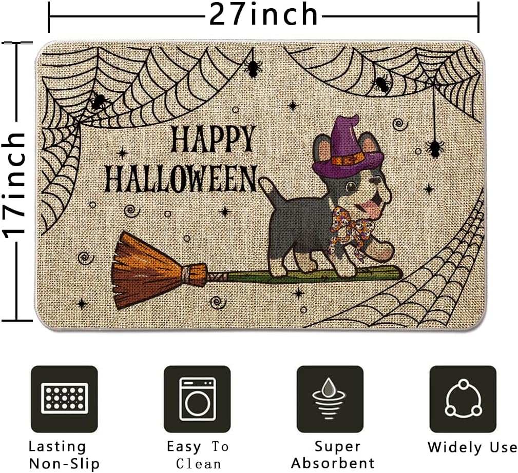 Tapete Halloween bulldog francés 17x27pulg exterior