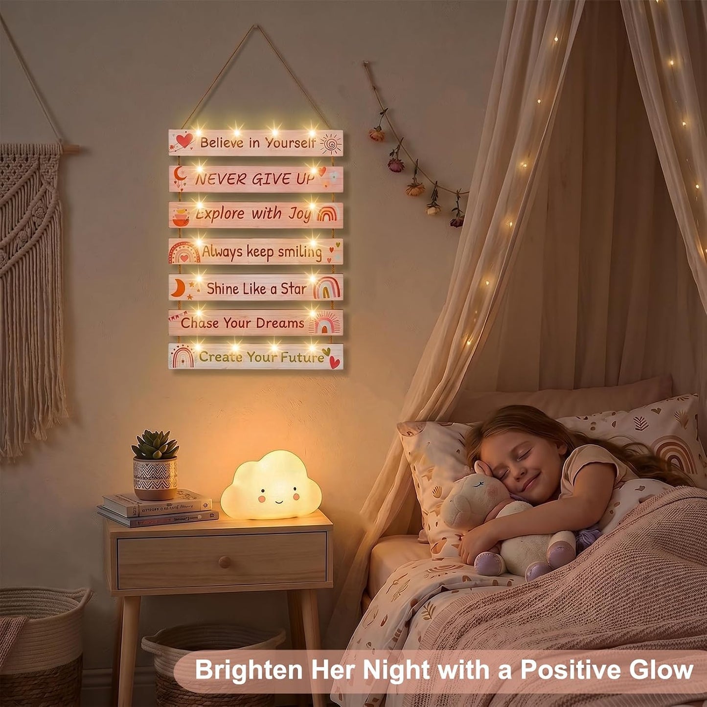Decoración pared habitación niños luz led inspiradora