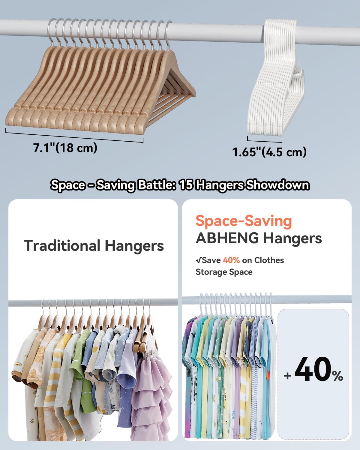 Perchas plástico para niños 100uds 14x7" antideslizantes