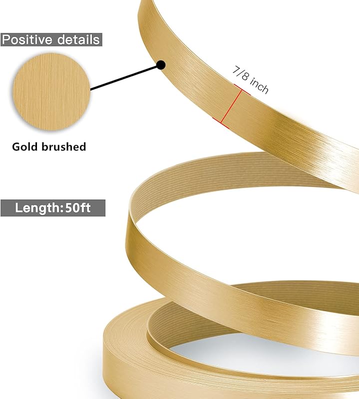 Bandas aluminio cepillado 7/8pulg x50ft dorado para muebles